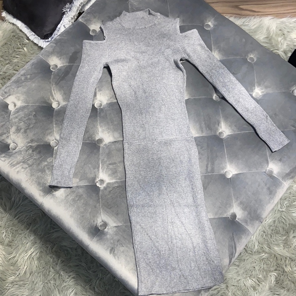 Grey midi knit dress